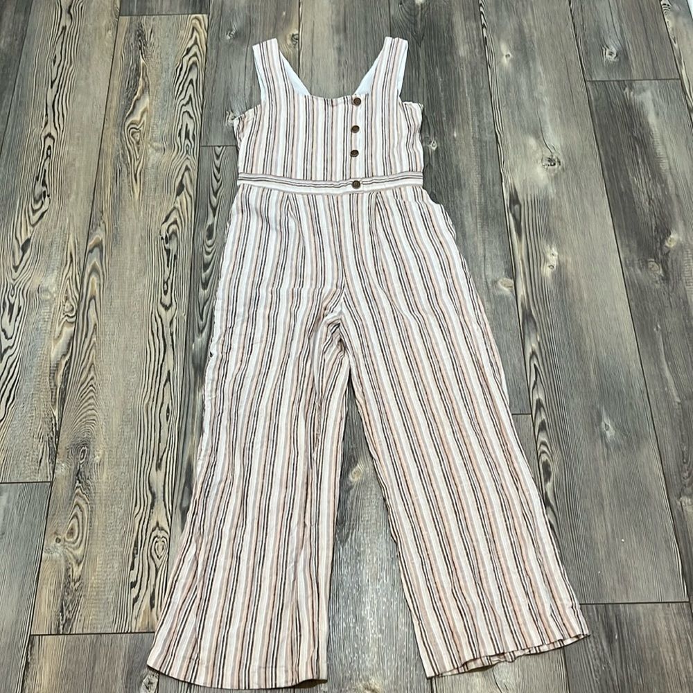 Indigo Rein Striped Jumpsuit - White and Brown